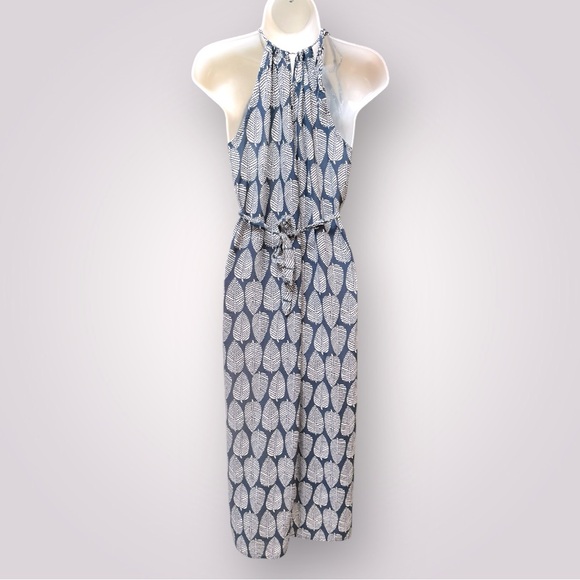 Toko Maxi Dress with Leaf Pattern Blue/White - Picture 3 of 16